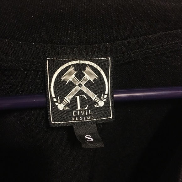Pinstripe Black Civil Regime Baseball Jersey Top - Picture 4 of 4